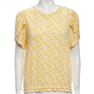 Michael Kors Short Sleeve Floral Yellow Blouse Top
